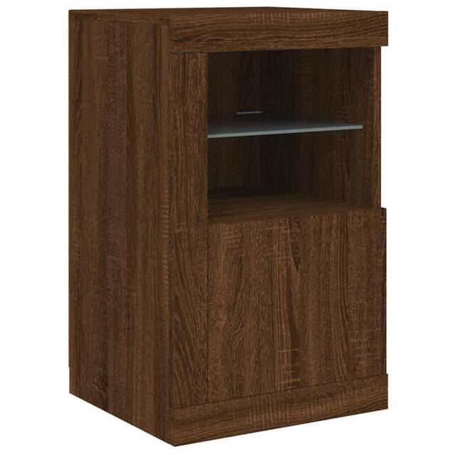Berkfield Home Side Cabinet with LED Lights Brown Oak Engineered Wood - image 1