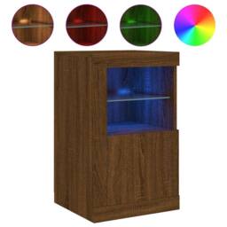 Berkfield Home Side Cabinet with LED Lights Brown Oak Engineered Wood - thumbnail 5