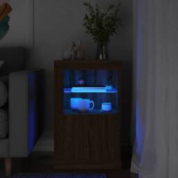 Berkfield Home Side Cabinet with LED Lights Brown Oak Engineered Wood - thumbnail 2