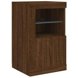 Berkfield Home Side Cabinet with LED Lights Brown Oak Engineered Wood - thumbnail 1