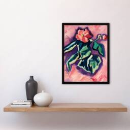 Artery8 Pink Begonias Abstract Painting Hartley Framed Wall Art Print - Size: A4 - thumbnail 2