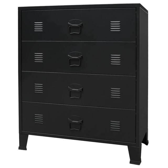 Berkfield Home Chest of Drawers Metal Industrial Style 78x40x93 cm Black - Size: 78 x 40 x 93 cm - image 1