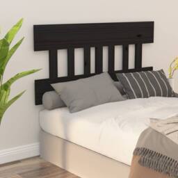 Berkfield Home Beautiful Bed Headboard Black 143.5x3x81 cm Solid Wood Pine - thumbnail 5