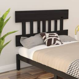 Berkfield Home Beautiful Bed Headboard Black 143.5x3x81 cm Solid Wood Pine - thumbnail 2