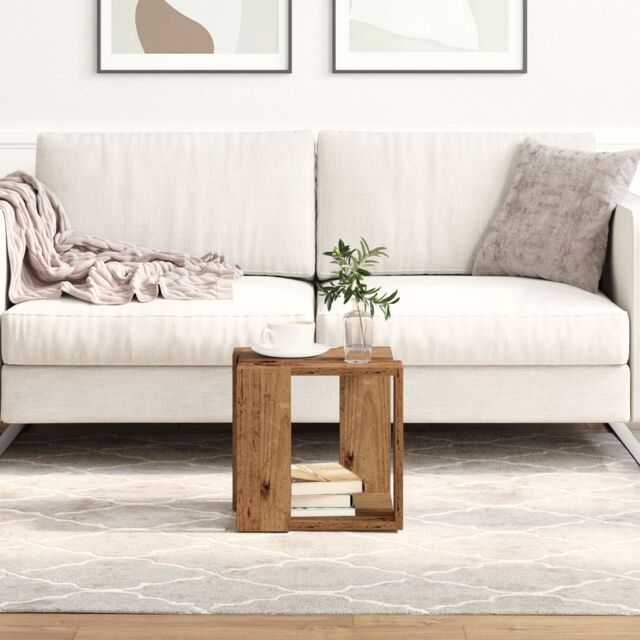 Berkfield Home Coffee Table Old Wood Solid Reclaimed Wood 32 x 32 x 30 cm in Brown - image 1
