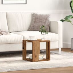 Berkfield Home Coffee Table Old Wood Solid Reclaimed Wood 32 x 32 x 30 cm in Brown - thumbnail 4