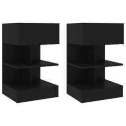Berkfield Home Bedside Cabinets 2 pcs Black 40x35x65 cm - Size: 40 x 35 x 65 cm - thumbnail 1