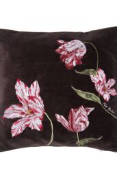 Ted Baker 'Tulips Jacquard' Cotton Velvet Cushion in Black - Size: 45 cm x 45 cm