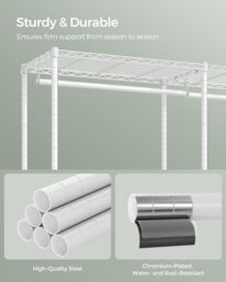 SONGMICS Open Wardrobe Metal Clothes Rails Adjustable Shelves Dividable in White - thumbnail 6