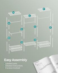 SONGMICS Open Wardrobe Metal Clothes Rails Adjustable Shelves Dividable in White - thumbnail 8