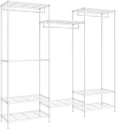 SONGMICS Open Wardrobe Metal Clothes Rails Adjustable Shelves Dividable in White - thumbnail 9