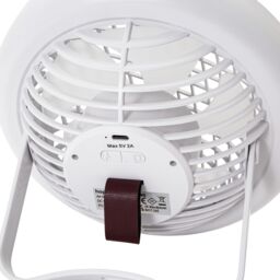 Happy Homewares Modern Rechargeable 3 Speed Desk Fan with LED Dimmable Halo Ring Light in White - thumbnail 4
