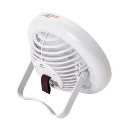 Happy Homewares Modern Rechargeable 3 Speed Desk Fan with LED Dimmable Halo Ring Light in White - thumbnail 3