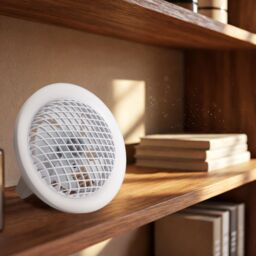 Happy Homewares Modern Rechargeable 3 Speed Desk Fan with LED Dimmable Halo Ring Light in White - thumbnail 6