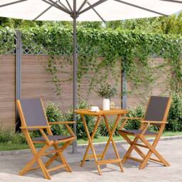 Berkfield Home Beautiful 3 Piece Bistro Set Anthracite Fabric & Solid Wood in Dark Grey - thumbnail 2
