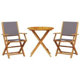 Berkfield Home Beautiful 3 Piece Bistro Set Anthracite Fabric & Solid Wood in Dark Grey - thumbnail 3