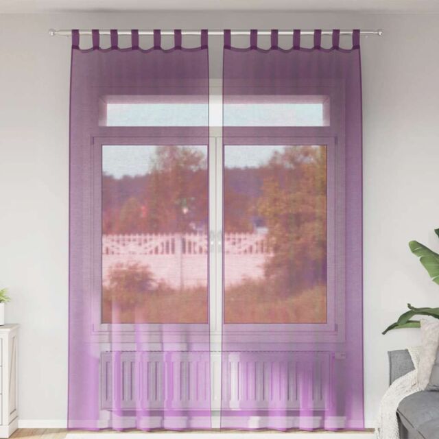 Berkfield Home Voile Curtains with Loops 2 pcs Purple 140x260 cm - image 1