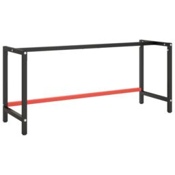 Berkfield Home Work Bench Frame Matte Black & Matte Red 180x57x79 cm Metal - Size: 180 x 57 x 79 cm