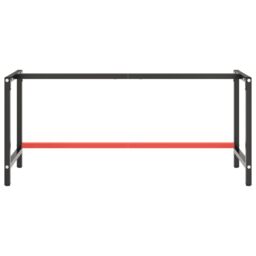 Berkfield Home Work Bench Frame Matte Black & Matte Red 180x57x79 cm Metal - Size: 180 x 57 x 79 cm - thumbnail 4