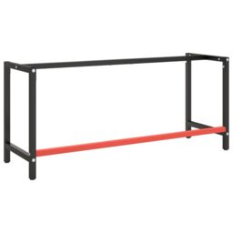 Berkfield Home Work Bench Frame Matte Black & Matte Red 180x57x79 cm Metal - Size: 180 x 57 x 79 cm - thumbnail 3