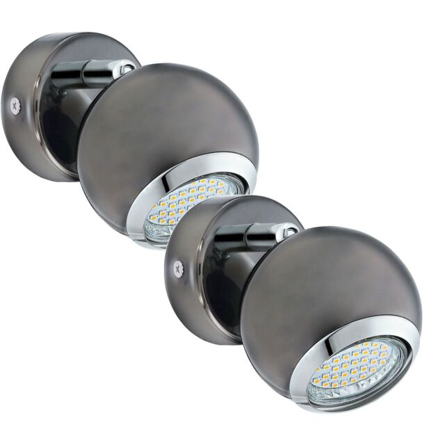 Loops 2 PACK Wall Spot Light Round Colour Nickel Chrome Shade GU10 1x3W Included in Metallics - image 1