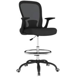STILVORA Black Draughtsman Chair with Flip-up Armrests - thumbnail 4