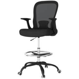 STILVORA Black Draughtsman Chair with Flip-up Armrests - thumbnail 5