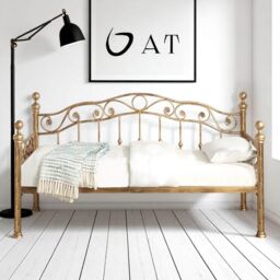 OAT Home Mayfair Antique Brass Effect Metal Single Day Bed Frame in Bronze - thumbnail 2