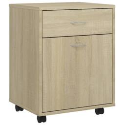 Berkfield Home Rolling Cabinet Sonoma Oak 45x38x54 cm Engineered Wood in Light Brown - Size: 45 x 38 x 54 cm - thumbnail 3