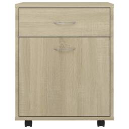 Berkfield Home Rolling Cabinet Sonoma Oak 45x38x54 cm Engineered Wood in Light Brown - Size: 45 x 38 x 54 cm - thumbnail 4