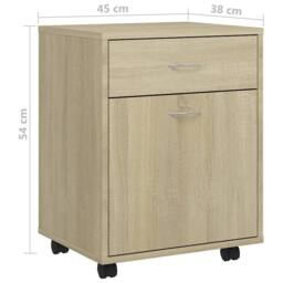 Berkfield Home Rolling Cabinet Sonoma Oak 45x38x54 cm Engineered Wood in Light Brown - Size: 45 x 38 x 54 cm - thumbnail 8