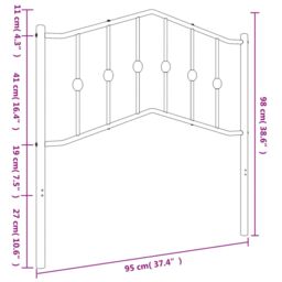 Berkfield Home Metal Headboard White 90 cm in Black - thumbnail 6