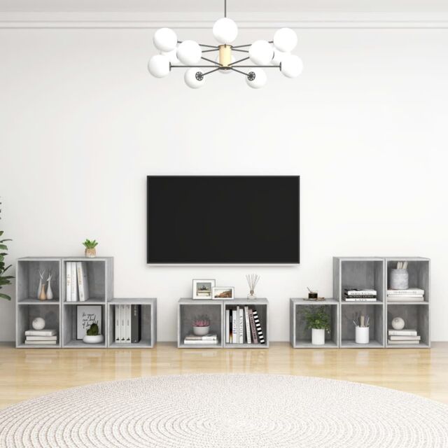 Berkfield Home 8 Piece TV Cabinet Set Concrete Grey Engineered Wood - image 1