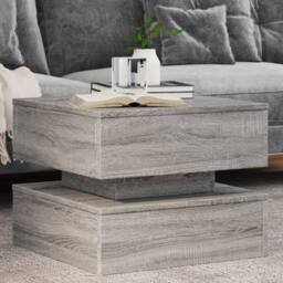 Berkfield Home Coffee Table with LED Lights Grey Sonoma 50x50x40 cm - Size: 50 x 50 x 40 cm - thumbnail 2