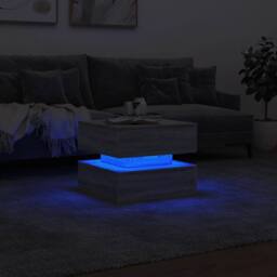 Berkfield Home Coffee Table with LED Lights Grey Sonoma 50x50x40 cm - Size: 50 x 50 x 40 cm - thumbnail 5