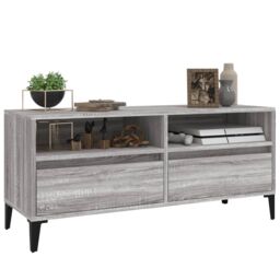 Berkfield Home TV Cabinet Grey Sonoma 100x34.5x44.5 cm Engineered Wood - thumbnail 4