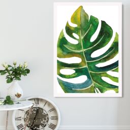 ARTZE Tropical Monstera Abstract Watercolour Botanical Framed Print SIZE: A3 with White Frame in Green - Size: A4 - thumbnail 2