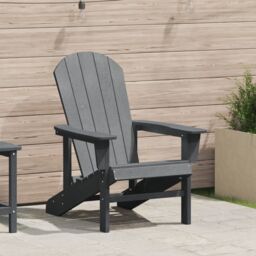 Berkfield Home Adirondack Chair Light Grey 74x82x91 cm HDPE - Size: 74 x 82 x 91 cm - thumbnail 1