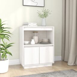 Berkfield Home Sideboard White 60x34x75 cm Solid Wood Pine - Size: 60 x 34 x 75 cm - thumbnail 1
