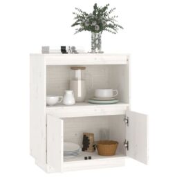 Berkfield Home Sideboard White 60x34x75 cm Solid Wood Pine - Size: 60 x 34 x 75 cm - thumbnail 4