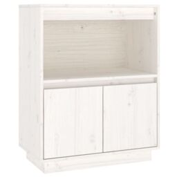 Berkfield Home Sideboard White 60x34x75 cm Solid Wood Pine - Size: 60 x 34 x 75 cm - thumbnail 2