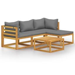 Berkfield Home 6 pc Garden Lounge Set with Cushions Solid Wood Acacia (UK/IE/FI/… in Brown - thumbnail 1