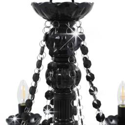 Berkfield Home Chandelier with Beads Black 8 x E14 Bulbs - thumbnail 5