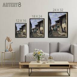 "Artery8 Camille Corot Dardagny Rural Village Street Framed Canvas Art Print - Size: W12"" x H16""" - thumbnail 4