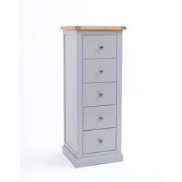 Cabinet Bits Rocca 5 Drawer Narrow Chest of Drawers Brass Knob in Grey - thumbnail 2