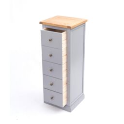 Cabinet Bits Rocca 5 Drawer Narrow Chest of Drawers Brass Knob in Grey - thumbnail 4