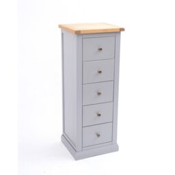 Cabinet Bits Rocca 5 Drawer Narrow Chest of Drawers Brass Knob in Grey - thumbnail 3