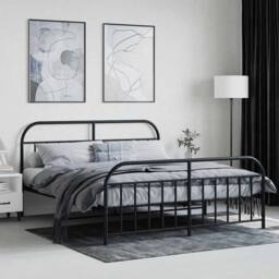 Berkfield Home Metal Bed Frame with Headboard & Footboard Black 160x200 cm - thumbnail 4