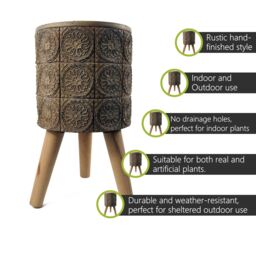 Pegdev 40cm x 21.5cm Zandi Fibreglass Planter, Indoor or Outdoor Pot in Natural - Size: 40 cm x 21.5 cm - thumbnail 2