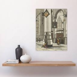 "Artery8 Cornelis Ploos van Amstel Gothic Church Interior Wall Art Print in Grey - Size: W12"" x H16""" - thumbnail 4